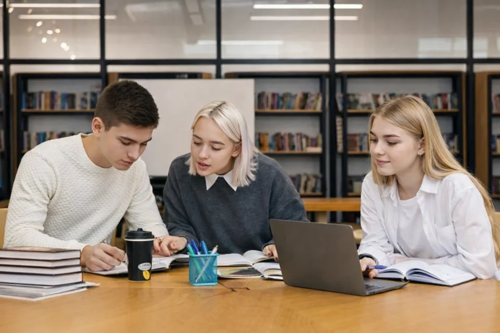 Entrepreneur Course Cover: Teenagers studying together in library